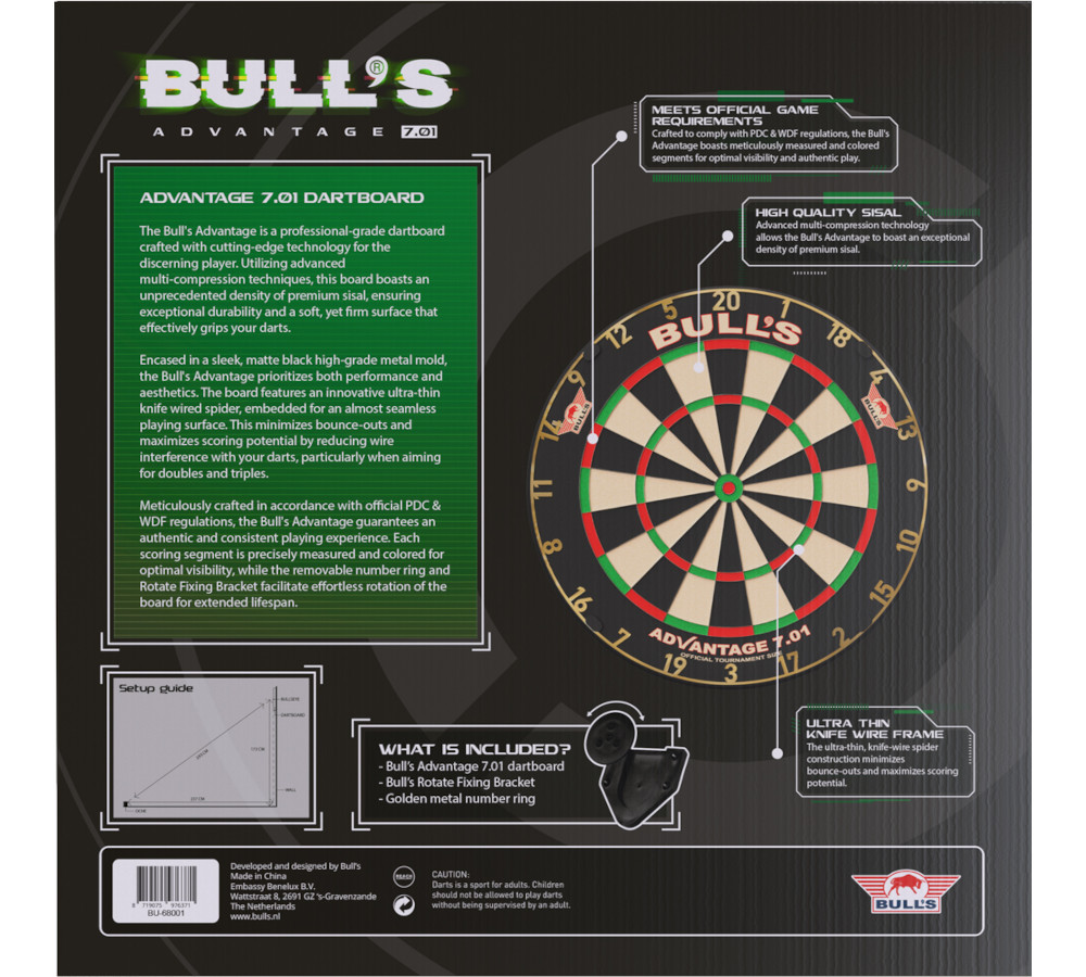 Advantage 701 Dartbord verpakking achterzijde