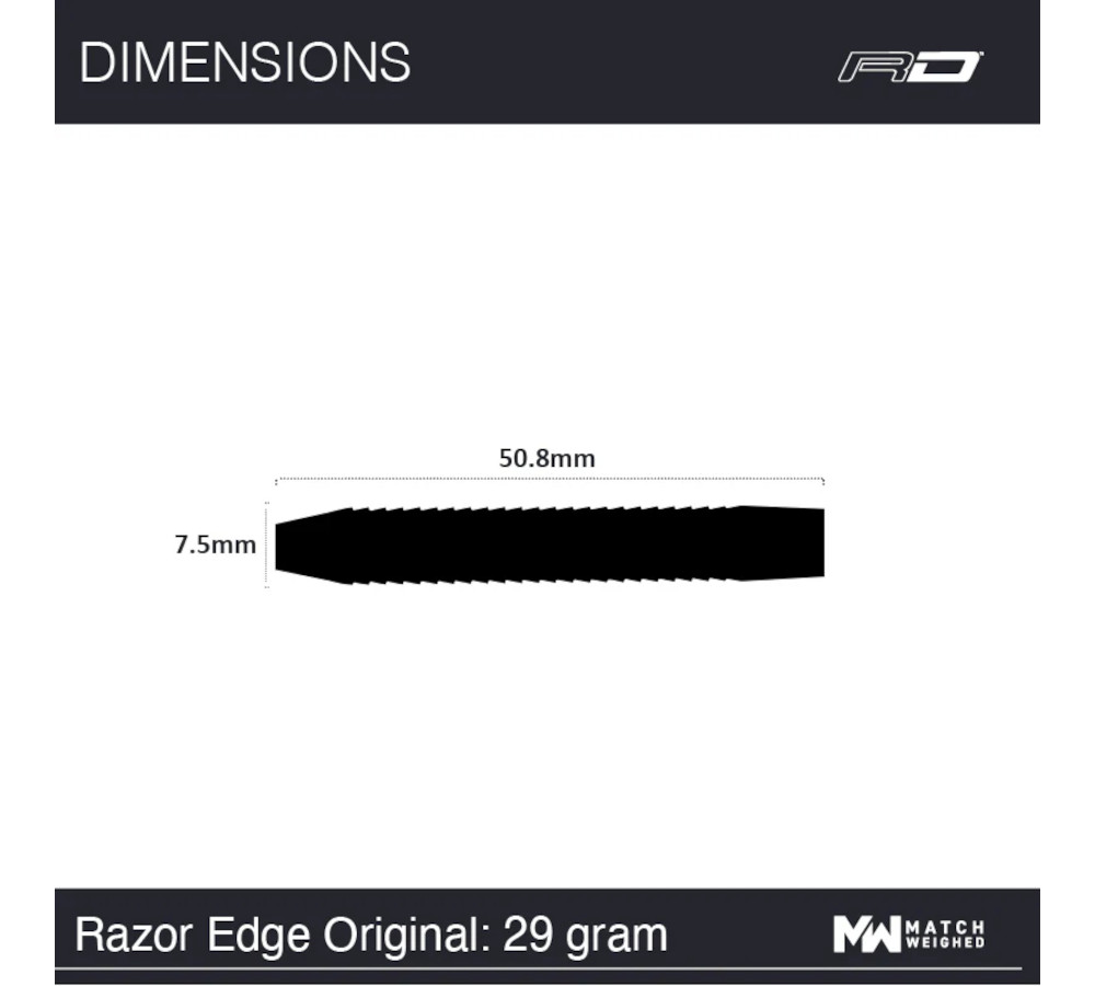 Razor Edge Original 29g Steeltip Barrel maat