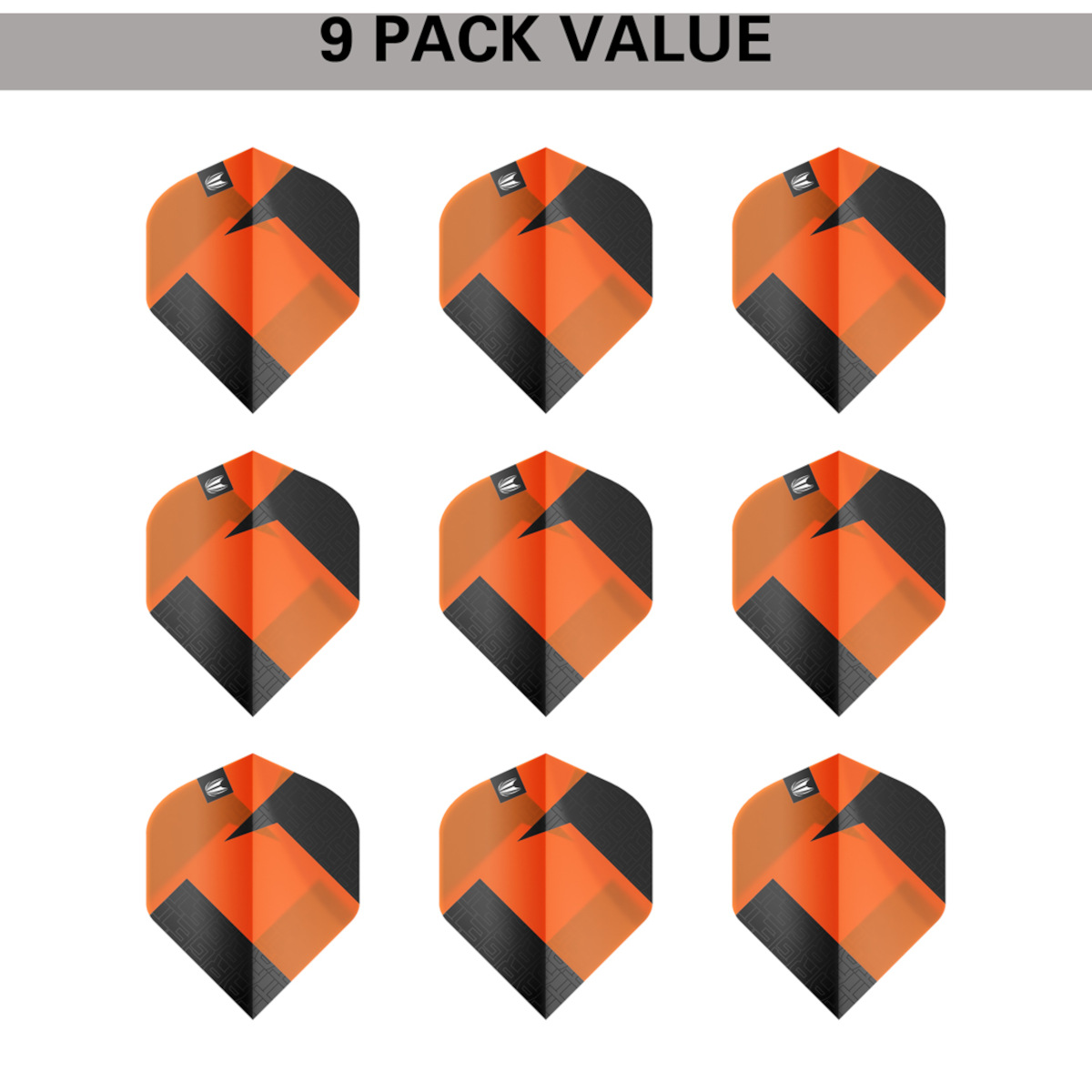 Target Pro.Ultra TAG Black Orange verpakking met 9 dartflights
