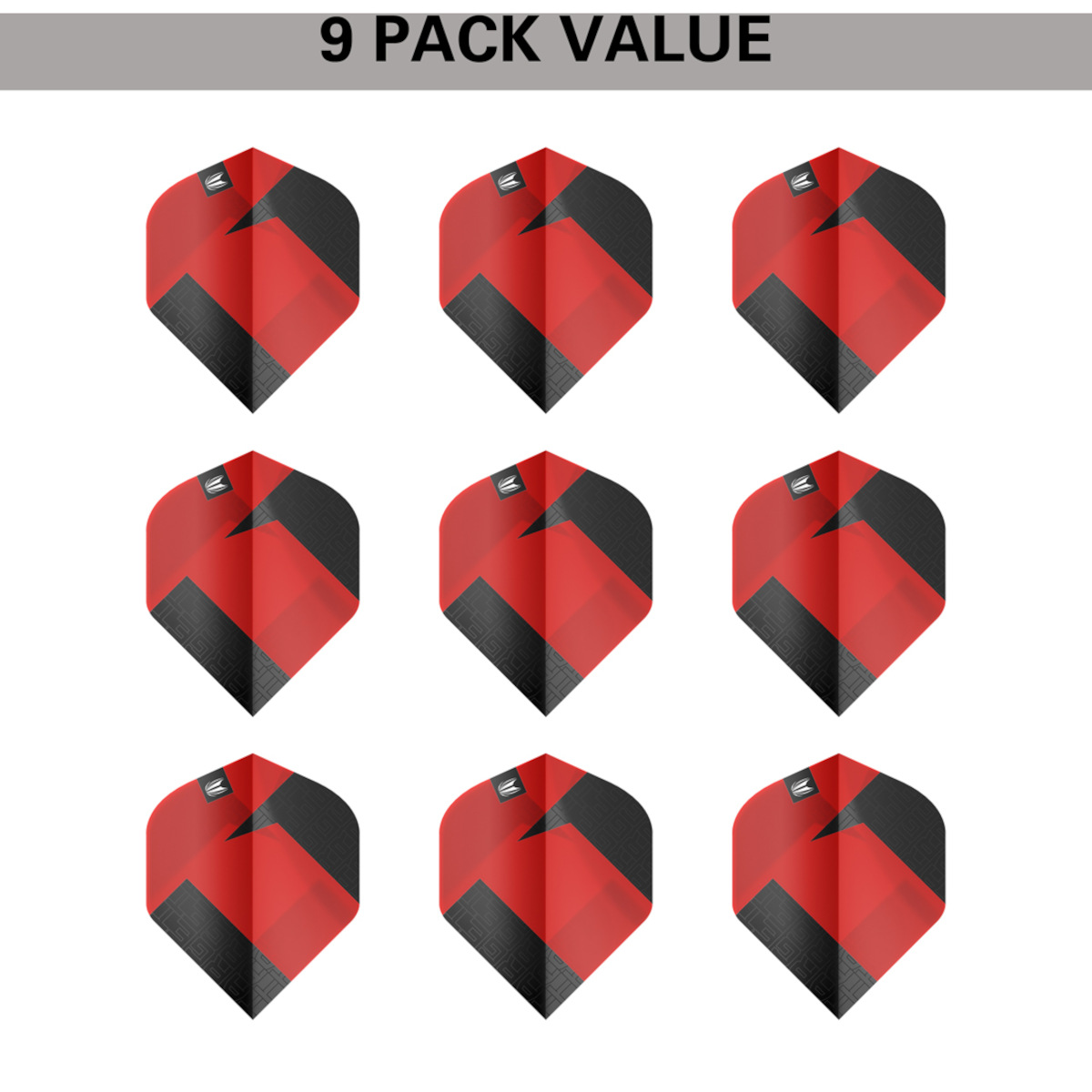 Target Pro.Ultra TAG Black Red verpakking met 9 dartflights