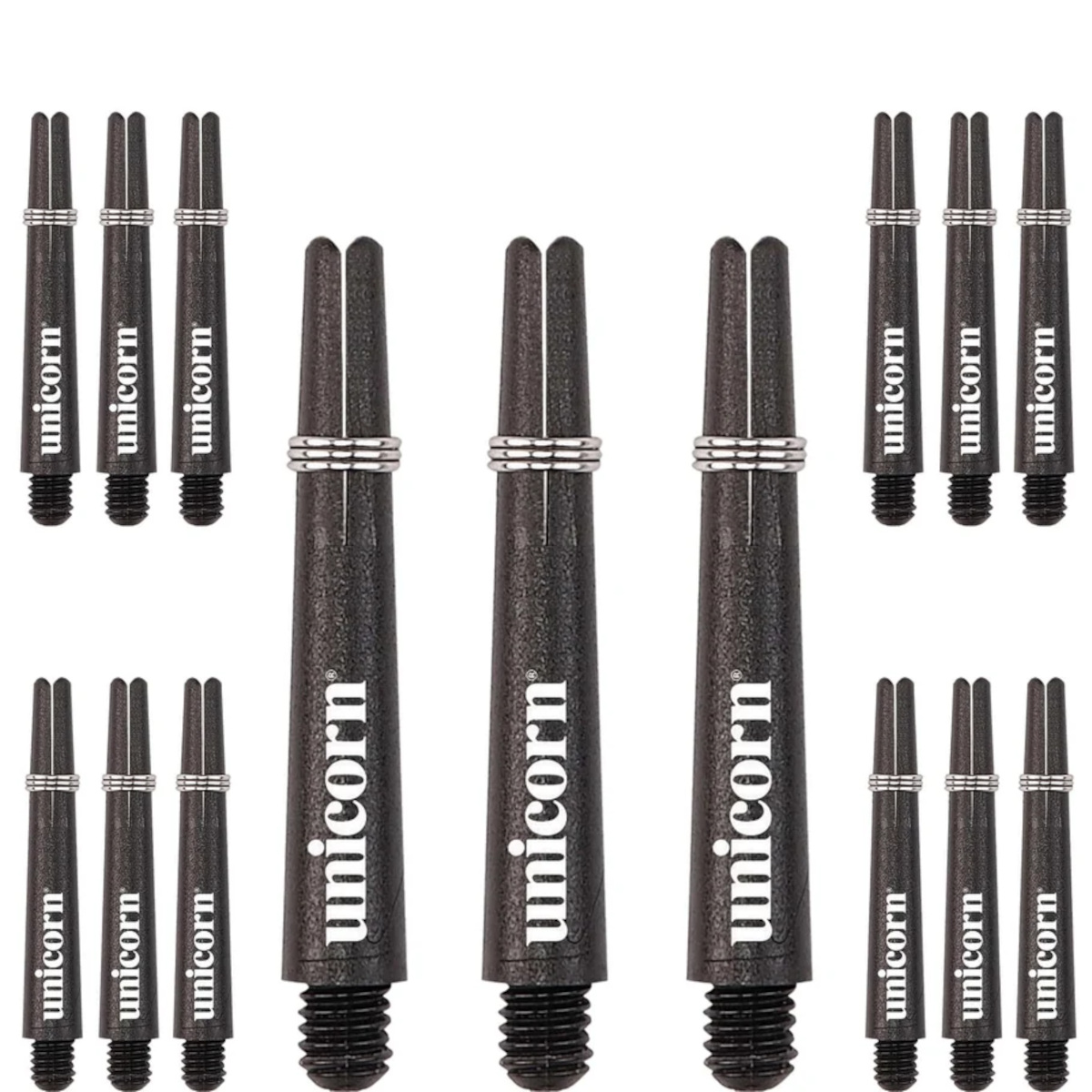 Unicorn Gripper 3 Black Short 5-Pack inhoud met 15 zwarte shafts