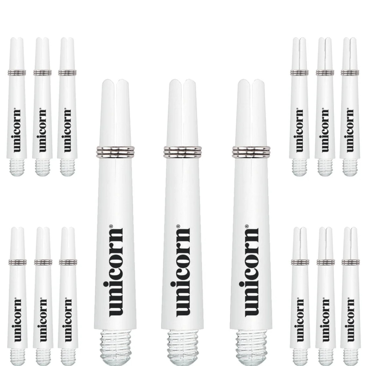 Unicorn Gripper 3 White Short 5-Pack inhoud met 15 witte shafts